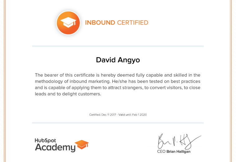 Hubspot Inbound Marketing Certification